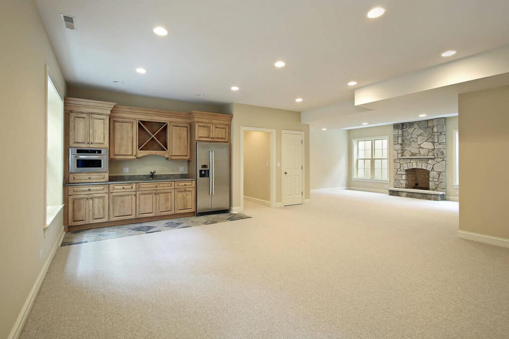 Edmonton basement development with legal secondary suite and custom cabinetry