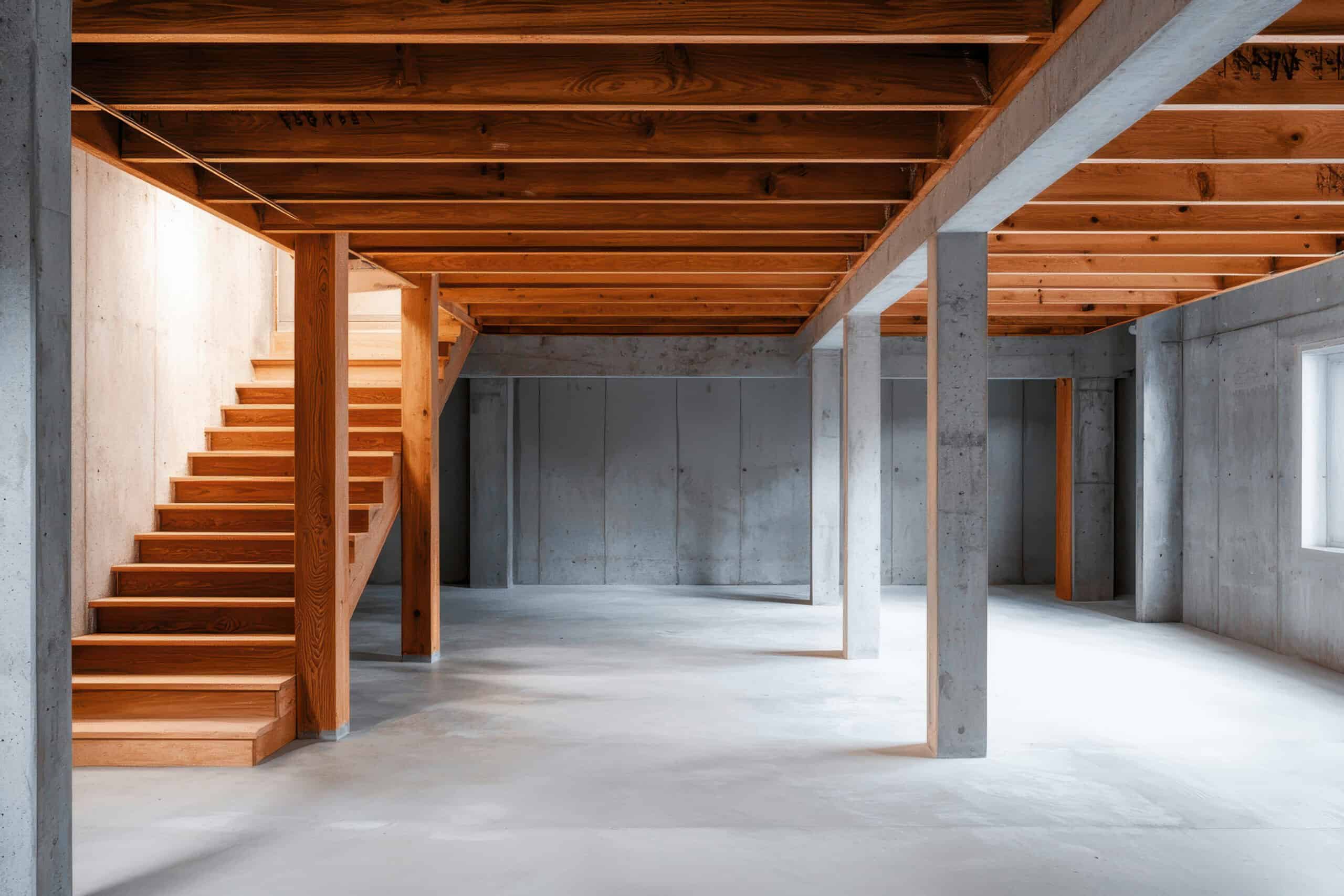 Unfinished basement in Calgary awaiting renovation and development